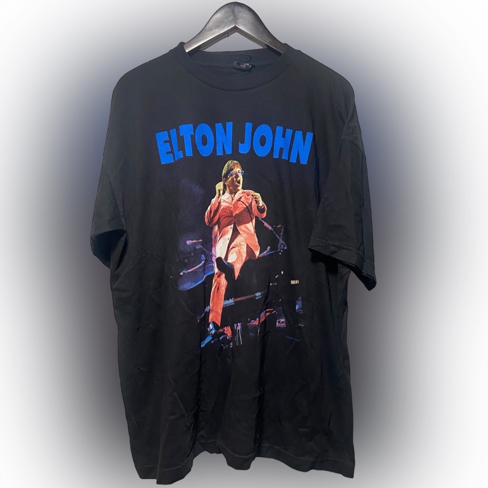 Vintage Elton John Solo Tour Shirt Size XL Black 1997 Rare Concert Merch Tee
